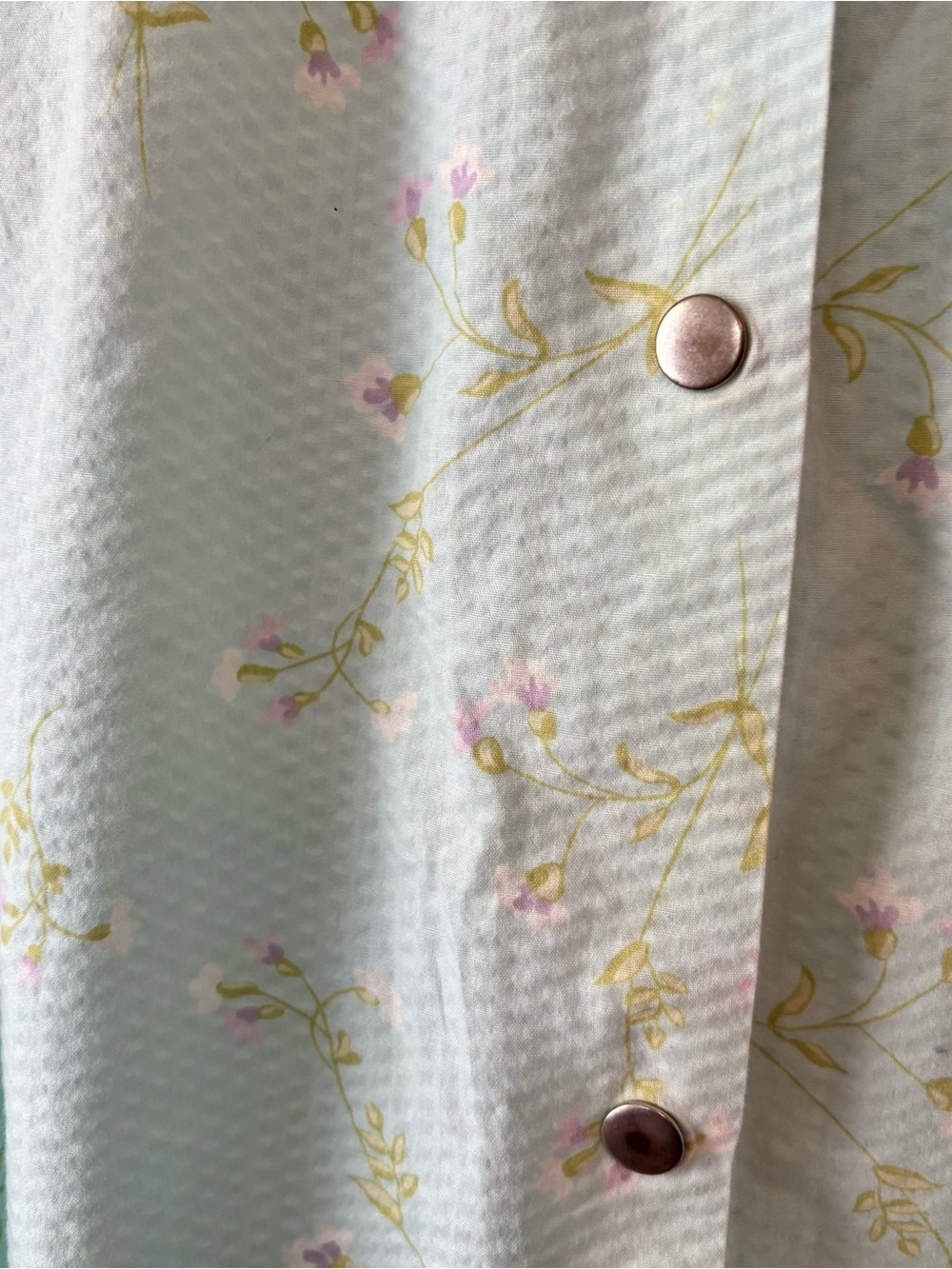 Vintage Morning Glory Mint Floral Button-Front House Coat - Picture 5 of 7